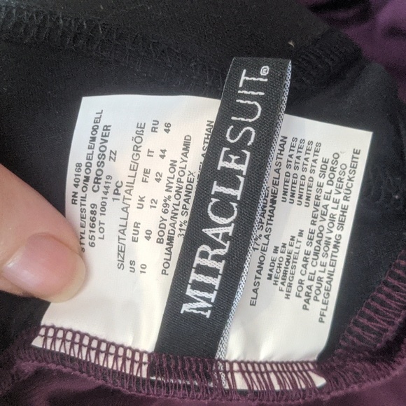 RARE NEW Miraclesuit "Shiraz" Illusionist Burgundy Crossover +Side Mesh w/o tags - Picture 3 of 4